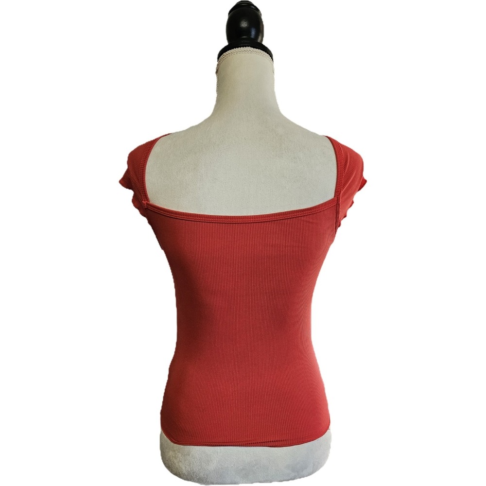 Dazy Red Lace Trim Cap Sleeve Ribbed Knit Bodycon Top Size M Y2K Vampire Diaries - Picture 3 of 6